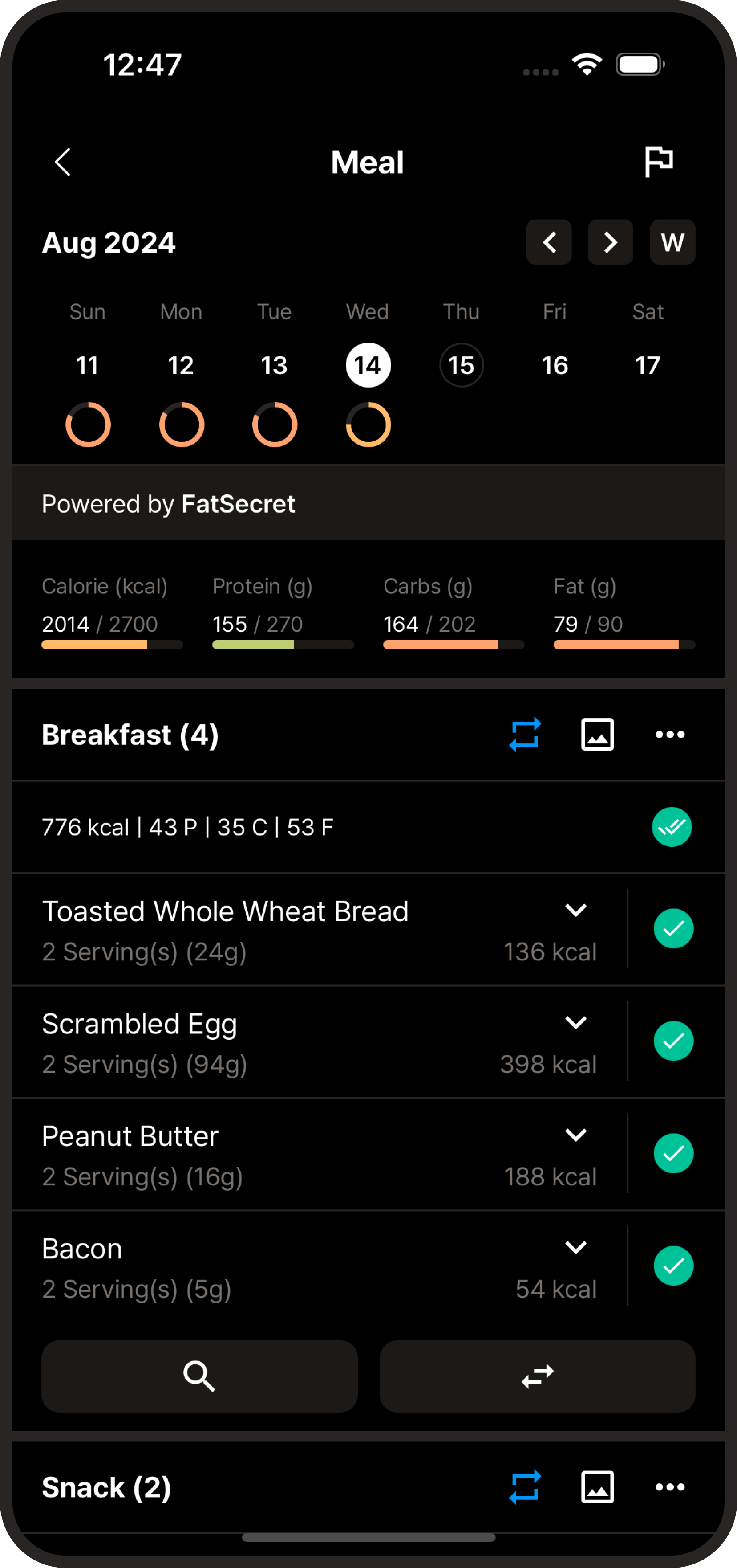 Screenshot of the Nutrition Tracker app showing features for tracking calories, macros, and meal planning.