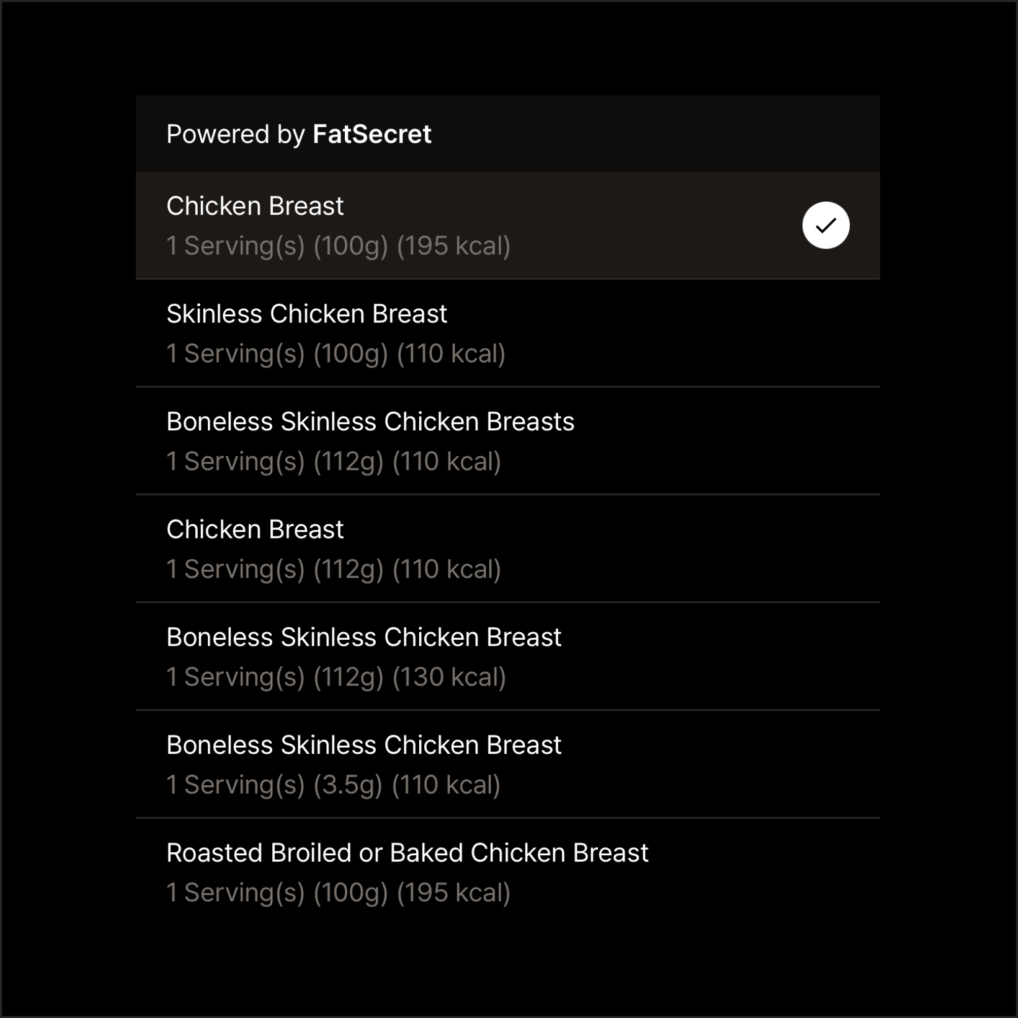 Comprehensive food picker feature in the Nutrition Tracker app with a vast database for accurate calorie and nutrient tracking.