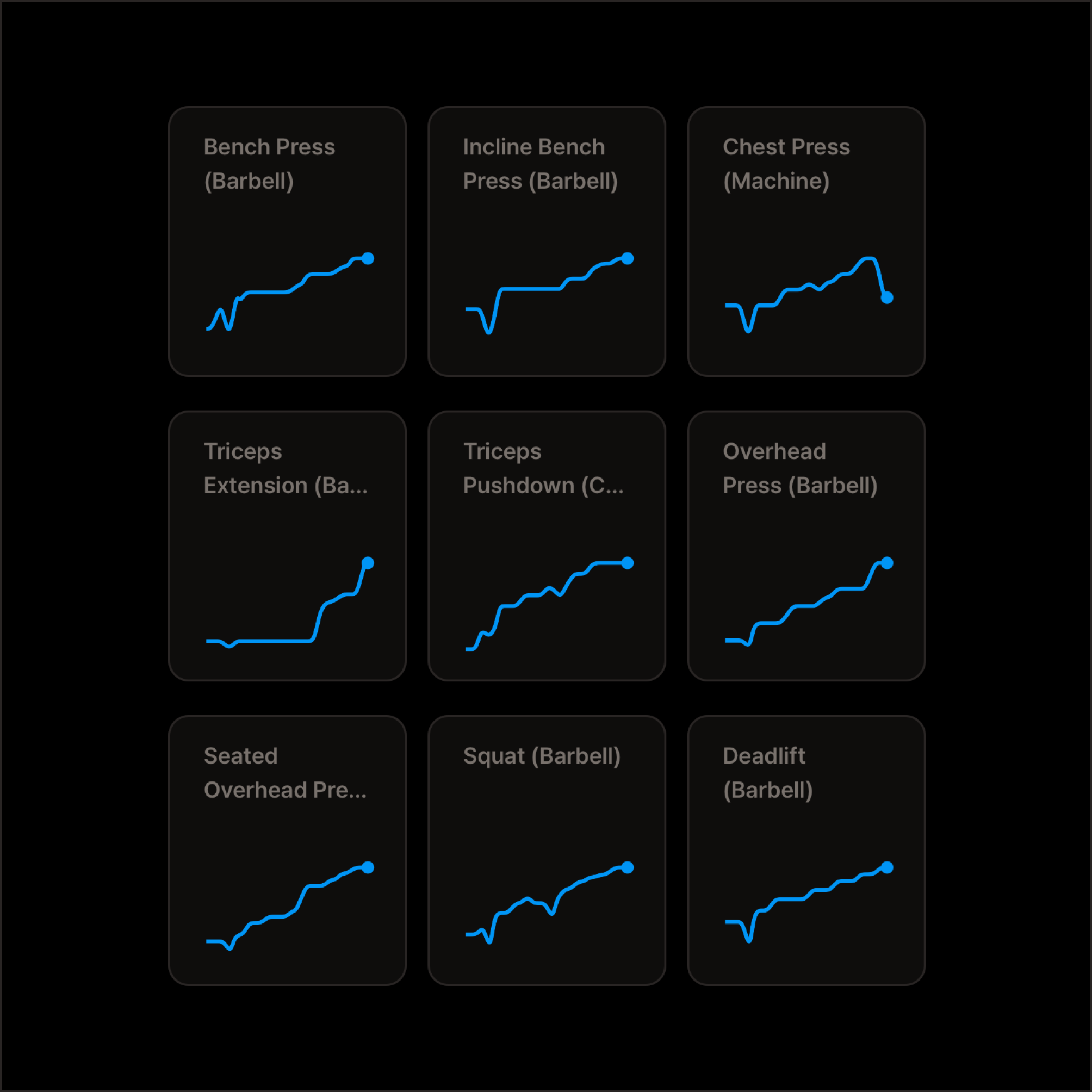 Progress chart feature in the workout tracker app displaying clear insights into workout trends and performance.